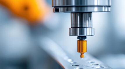 maintenance technical machinery optimization concept. Precision machining tool in action on metal surface.