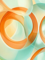 Fototapeta premium Circular Loops in Cool Mint and Warm Amber