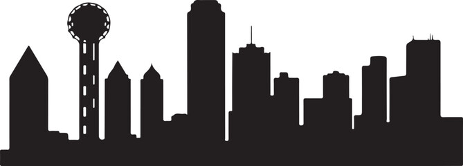 Black and White Dallas Texas Skyline Silhouette