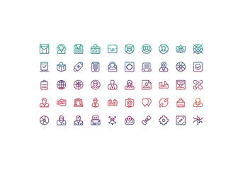 set of 50 UI navigation icon silhouettes, gradient colors from blue to teal, menu, home, back, forward, hamburger, breadcrumbs, tabs, drawer, breadcrumb, isolated on white background, grid layout,png