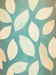 Fototapeta premium Leaf Pattern in Cool Mint and Warm Beige