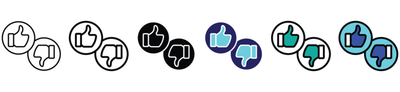 Thumb Up and Down Icon Set &ndash; Voting, Rating, and Decision Symbols in Vector Design