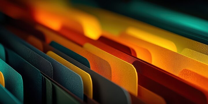 Colorful file folders arranged neatly in a modern office setting capturing the essence of organization and productivity