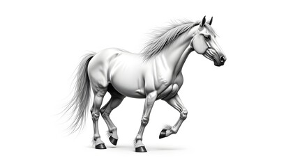 Obraz premium a majestic horse in side profile, showcasing its strong muscular structure, flowing mane, and expressive eyes.