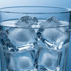 Closeup of Ice Cubes in a Glass of Water