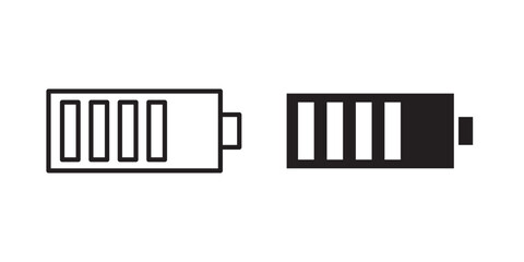 Battery icon . Vector illustration with stroke and fill on a white background.