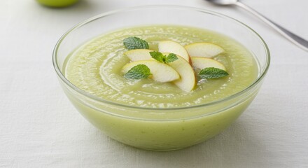 Refreshing Green Apple Soup with Mint Garnish