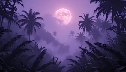 Fototapeta premium Forest silhouette with full moon
