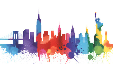 Obraz premium New york city skyline watercolor isolated on transparent background