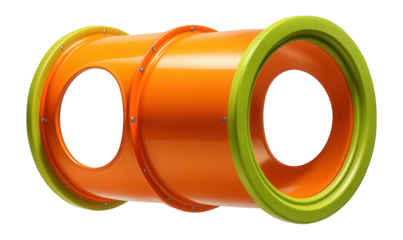 Orange tunnel slide with circular openings for indoor play areas