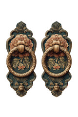 Ornate door handles with floral designs