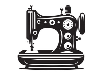 sewing machine logo silhouette vector, sewing machine silhouette vector illustration, vintage sewing machine silhouettes design, tailor sewing machine logo vector silhouette on white background