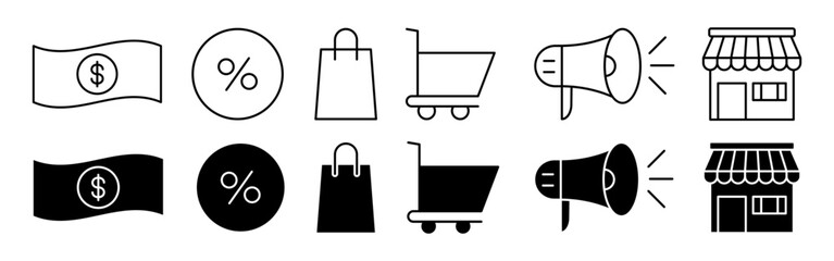 Vector illustration of Online shopping icon set isolated on transparent background