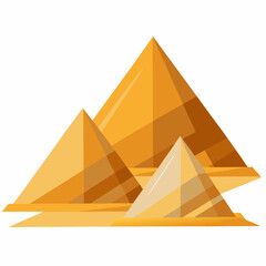 Stylized Egyptian pyramids in warm orange and yellow tones on a white background ancient desert