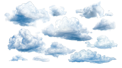 Fluffy, varied clouds against a black background