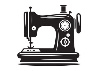 sewing machine logo silhouette vector, sewing machine silhouette vector illustration, vintage sewing machine silhouettes design, tailor sewing machine logo vector silhouette on white background