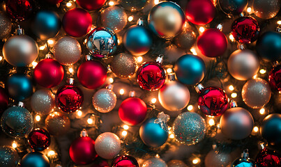 Christmas and New Year background with festive decorations, snowflakes, and holiday-themed elements. Ideal for greeting cards, invitations, and seasonal designs.