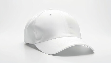 Fototapeta premium Plain White Baseball Cap Mockup on Clean White Background