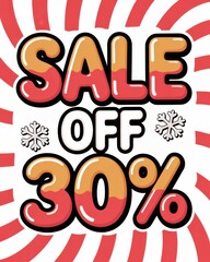 Sale 30% off - Lively orange marshmallow text on candy stripe