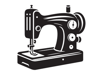 sewing machine logo silhouette vector, sewing machine silhouette vector illustration, vintage sewing machine silhouettes design, tailor sewing machine logo vector silhouette on white background