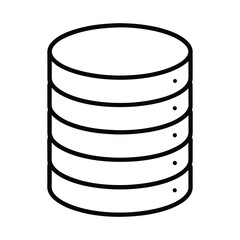 Black and White Database Stack Vector Icon with Dotted Layers for Data Storage and Management