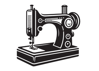 sewing machine logo silhouette vector, sewing machine silhouette vector illustration, vintage sewing machine silhouettes design, tailor sewing machine logo vector silhouette on white background