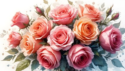 Artistic watercolor-style rose bouquet illustration (AI-generated effect)
