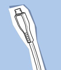 data cable micro usb illutration on papercut.eps