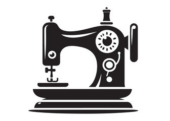 sewing machine logo silhouette vector, sewing machine silhouette vector illustration, vintage sewing machine silhouettes design, tailor sewing machine logo vector silhouette on white background