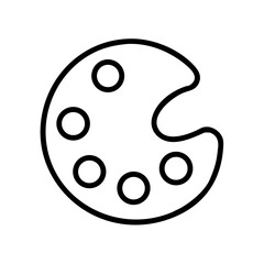 Fototapeta premium Paint palette icon in minimalistic outline style on white background 