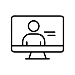 Online class illustration with a person on computer screen  