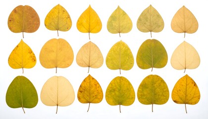 Obraz premium Autumnal Leaf Collection: Varied Hues and Shapes on White