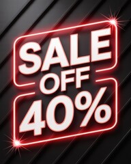 Sale 40% off - Bold modern discount banner with sparkle accents