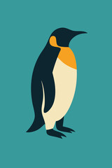 Fototapeta premium Stylized Emperor Penguin Illustration on Teal Background