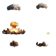 Obraz premium Atomic explosion sequence. Clouds of debris surround a fiery nuclear blast
