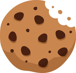 Bitten chocolate chip cookie sweet treat icon