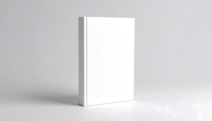 Clean white book cover standing tall on a reflective surface, perfect for mockup design