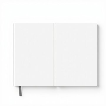 Blank white hardcover notebook with strap front and back view 3d render book mockup Ultra realistic Photorealistic 