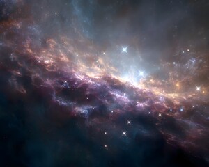 Fototapeta premium Vibrant Nebula and Stars in Deep Space Background