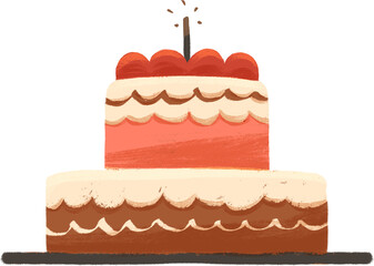 birthday cake with candles hand drawn illustration