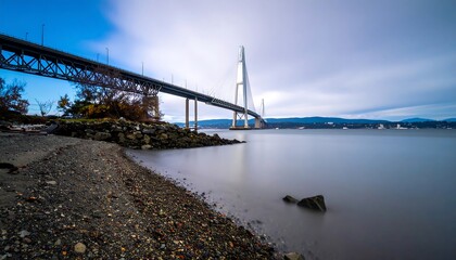 Naklejka premium Coastal bridge at dawn