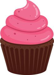 Pink frosted chocolate cupcake dessert
