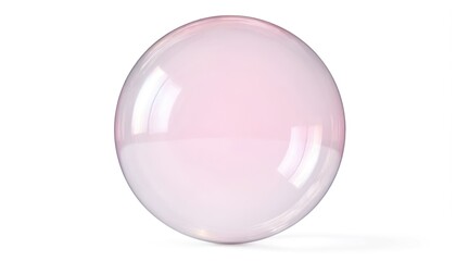 Fototapeta premium Clear pink bubble isolated on white background. Emphasizing clarity lightness ball sphere with soft light reflections. Glassy crystal orb with transparent glossy surface. Perfect for cosmetics promo,