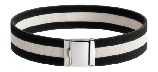 Striped fabric choker with alternating black and white bands