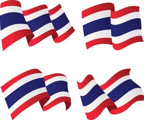 Thai Flag Variations Waving Flags in Different Styles