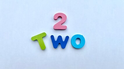 Colorful number 2 and the word 
