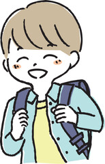 ランドセルを背負う笑顔の男の子