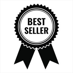 Black and white best seller award ribbon graphic recognition achievement