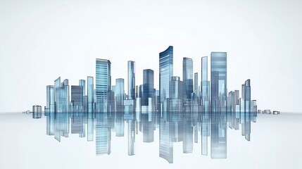 Fototapeta premium Modern City Skyline Reflection