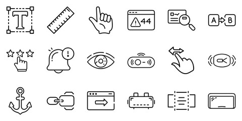Set of UI/UX icons for design and user interface applications  